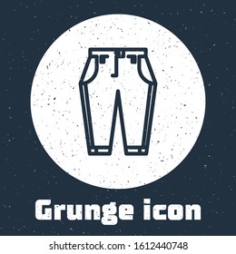 Grunge line Pants icon isolated on grey background. Monochrome vintage drawing. Vector Illustration