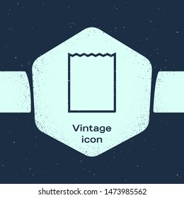 Grunge line Paper shopping bag icon isolated on blue background. Package sign. Monochrome vintage drawing. Vector Illustration