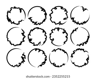Diseño de borde de círculo roto con papel de línea grueso. Resumen conjunto de papel redondeado arrancado.