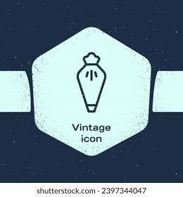 Grunge line Pastry bag for decorate cakes with cream icon isolated on blue background. Kitchenware and utensils. Monochrome vintage drawing. Vector