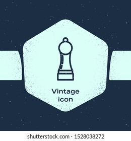 Grunge line Pepper icon isolated on blue background. Cooking spices. Monochrome vintage drawing. Vector Illustration