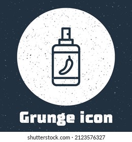 Grunge line Pepper spray icon isolated on grey background. OC gas. Capsicum self defense aerosol. Monochrome vintage drawing. Vector