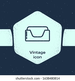 Grunge line Pet bed icon isolated on blue background. Monochrome vintage drawing. Vector Illustration