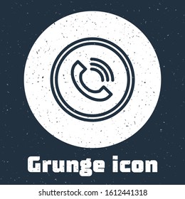 Grunge line Phone call icon isolated on grey background. Monochrome vintage drawing. Vector Illustration