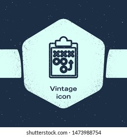 Grunge line Planning strategy concept icon isolated on blue background. Soccer or american football cup formation and tactic. Monochrome vintage drawing. Vector Illustration