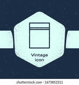 Grunge line Plastic bag with ziplock icon isolated on blue background. Monochrome vintage drawing. Vector Illustration