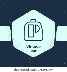 Grunge line Plastic bottles for laundry detergent, bleach, dishwashing liquid or another cleaning agent icon isolated on blue background. Monochrome vintage drawing. Vector Illustration