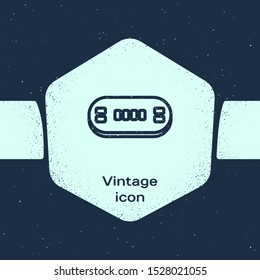 Grunge line Poker table icon isolated on blue background. Monochrome vintage drawing. Vector Illustration