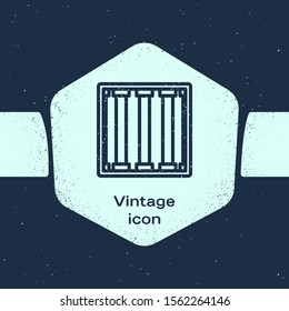Grunge line Prison window icon isolated on blue background. Monochrome vintage drawing. Vector Illustration