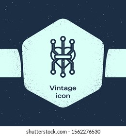 Grunge line Processor icon isolated on blue background. CPU, central processing unit, microchip, microcircuit, computer processor, chip. Monochrome vintage drawing. Vector Illustration