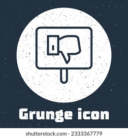 Grunge line Protest icon isolated on grey background. Meeting, protester, picket, speech, banner, protest placard, petition, leader, leaflet. Monochrome vintage drawing. Vector