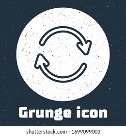Icono de Refrescar línea gruesa aislado en fondo gris. Volver a cargar símbolo. Las flechas de rotación en un signo circular. Dibujo de época monocromo. Ilustración vectorial