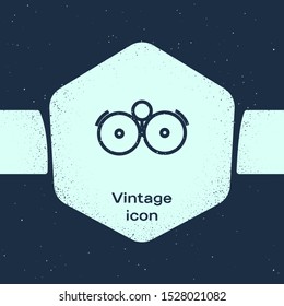 Grunge line Ringing alarm bell icon isolated on blue background. Alarm symbol, service bell, handbell sign, notification symbol. Monochrome vintage drawing. Vector Illustration