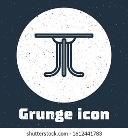 Grunge line Round table icon isolated on grey background. Monochrome vintage drawing. Vector Illustration