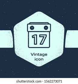 Grunge line Saint Patrick's day with calendar icon isolated on blue background. Date 17 March. Monochrome vintage drawing. Vector Illustration