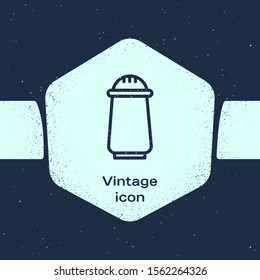 Grunge line Salt and pepper icon isolated on blue background. Cooking spices. Monochrome vintage drawing. Vector Illustration