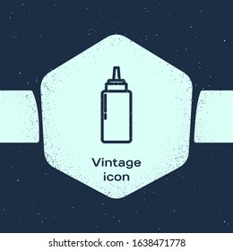 Grunge line Sauce bottle icon isolated on blue background. Ketchup, mustard and mayonnaise bottles with sauce for fast food. Monochrome vintage drawing. Vector Illustration