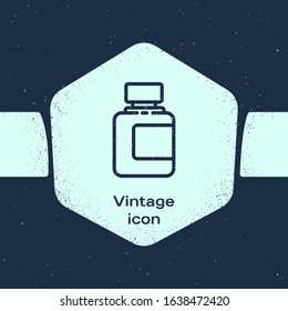 Grunge line Sauce bottle icon isolated on blue background. Ketchup, mustard and mayonnaise bottles with sauce for fast food. Monochrome vintage drawing. Vector Illustration