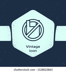 Grunge line Say no to plastic bags poster icon isolated on blue background. Disposable cellophane and polythene package prohibition sign. Monochrome vintage drawing. Vector Illustration