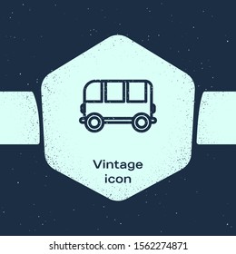 Grunge line School Bus icon isolated on blue background. Monochrome vintage drawing. Vector Illustration