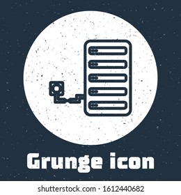 Grunge line Server icon isolated on grey background. Adjusting app, service concept, setting options, maintenance, repair, fixing. Monochrome vintage drawing. Vector Illustration