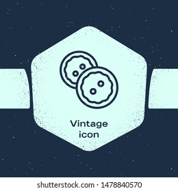 Grunge line Sewing button for clothes icon isolated on blue background. Clothing buttons. Monochrome vintage drawing. Vector Illustration