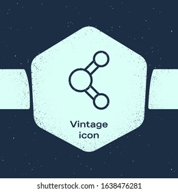 Grunge line Share icon isolated on blue background. Sharing, communication pictogram, social media, connection, network, distribute sign. Monochrome vintage drawing. Vector Illustration