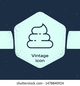 Grunge line Shit icon isolated on blue background. Monochrome vintage drawing. Vector Illustration