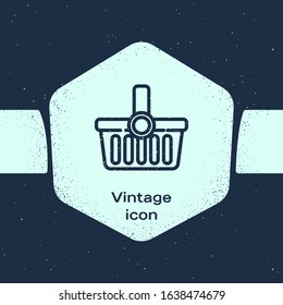 Grunge line Shopping basket icon isolated on blue background. Online buying concept. Delivery service sign. Shopping cart symbol. Monochrome vintage drawing. Vector Illustration