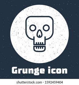Grunge line Skull icon isolated on grey background. Happy Halloween party. Monochrome vintage drawing. Vector Illustration