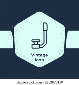 Grunge line Snorkel icon isolated on blue background. Diving underwater equipment. Monochrome vintage drawing. Vector