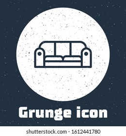 Grunge line Sofa icon isolated on grey background. Monochrome vintage drawing. Vector Illustration