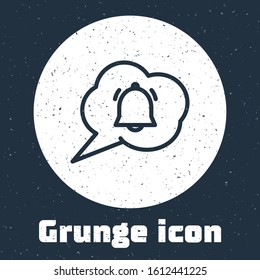 Grunge line Speech bubble with chat notification icon isolated on grey background. New message, dialog, chat, social network notification. Monochrome vintage drawing. Vector Illustration