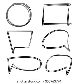 grunge line speech bubbles, circle, rectangle frames