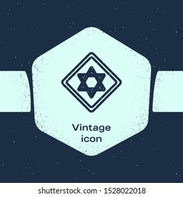 Grunge line Star of David icon isolated on blue background. Jewish religion symbol. Symbol of Israel. Monochrome vintage drawing. Vector Illustration