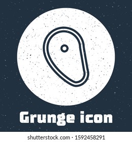 Grunge line Steak meat icon isolated on grey background. Monochrome vintage drawing. Vector Illustration