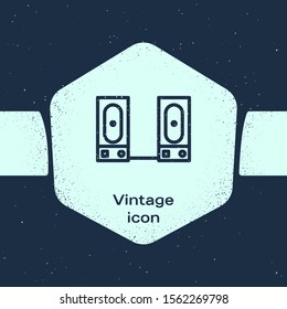 Grunge line Stereo speaker icon isolated on blue background. Sound system speakers. Music icon. Musical column speaker bass equipment. Monochrome vintage drawing. Vector Illustration