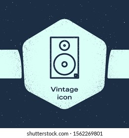 Grunge line Stereo speaker icon isolated on blue background. Sound system speakers. Music icon. Musical column speaker bass equipment. Monochrome vintage drawing. Vector Illustration