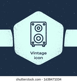 Grunge line Stereo speaker icon isolated on blue background. Sound system speakers. Music icon. Musical column speaker bass equipment. Monochrome vintage drawing. Vector Illustration