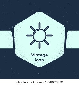 Grunge line Sun icon isolated on blue background. Monochrome vintage drawing. Vector Illustration