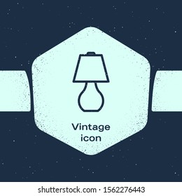 Grunge line Table lamp icon isolated on blue background. Monochrome vintage drawing. Vector Illustration