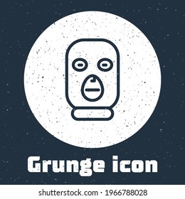 Grunge line Thief mask icon isolated on grey background. Bandit mask, criminal man. Monochrome vintage drawing. Vector