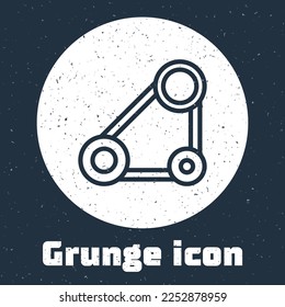 Grunge line Timing belt kit icon isolated on grey background. Monochrome vintage drawing. Vector