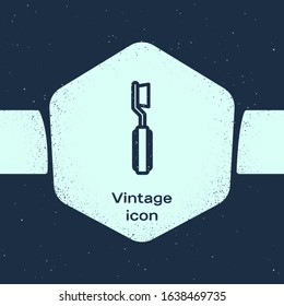 Grunge line Toothbrush icon isolated on blue background. Monochrome vintage drawing. Vector Illustration