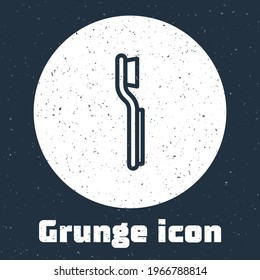 Grunge line Toothbrush icon isolated on grey background. Monochrome vintage drawing. Vector