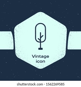 Grunge line Tree icon isolated on blue background. Forest symbol. Monochrome vintage drawing. Vector Illustration