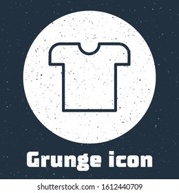 Grunge line T-shirt icon isolated on grey background. Monochrome vintage drawing. Vector Illustration