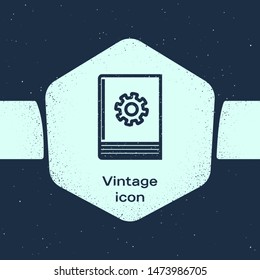 Grunge line User manual icon isolated on blue background. User guide book. Instruction sign. Read before use. Monochrome vintage drawing. Vector Illustration