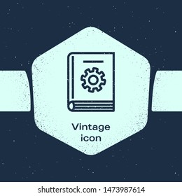 Grunge line User manual icon isolated on blue background. User guide book. Instruction sign. Read before use. Monochrome vintage drawing. Vector Illustration