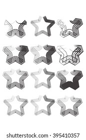     Grunge line vector stars border 